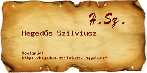 Hegedűs Szilviusz névjegykártya